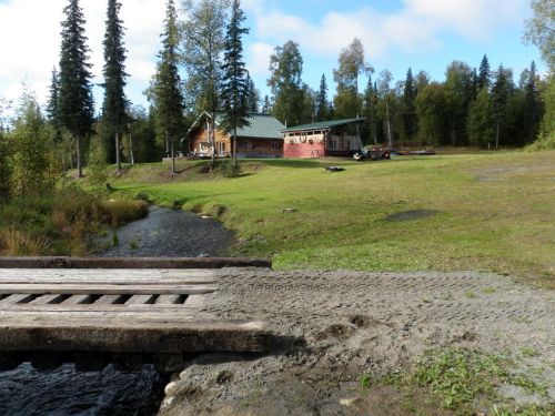 View of Dennis' cabin and Wiggle Creek